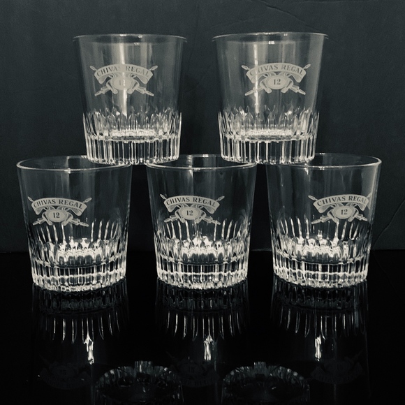 VON POK Other - Sold! CHIVAS REGAL 12 ETCHED WHISKEY GLASS  (5)